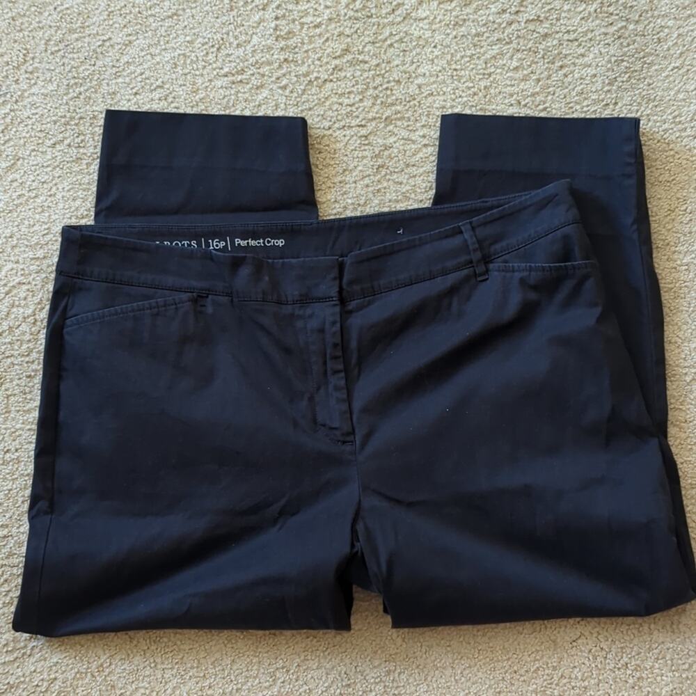 Talbots Black Perfect Crop Business Professional Pants Size 16 Petite